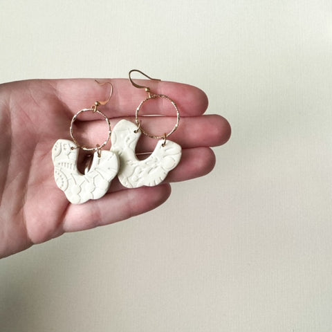 White Clay 24k Gold Earrings